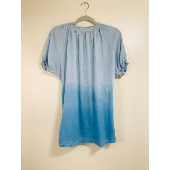 Uniti BOHO Peasant Blue Ombre Button Up Top, Size XL - Picture 2 of 4